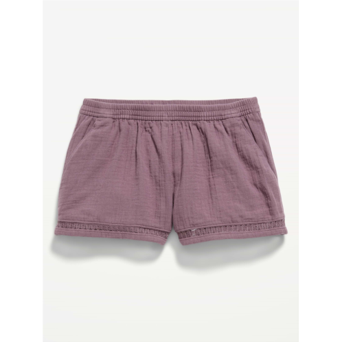 OldNavy Double-Weave Crochet-Trim Shorts for Girls
