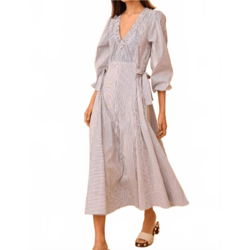HUNTER BELL vera midi dress in embellished croquet stripe