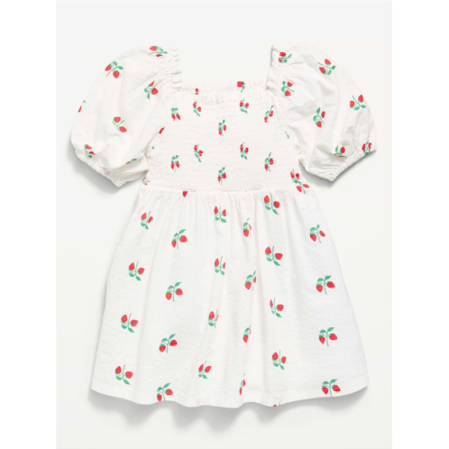 OldNavy Printed Fit and Flare Puff-Sleeve Smocked Dress for Toddler Girls