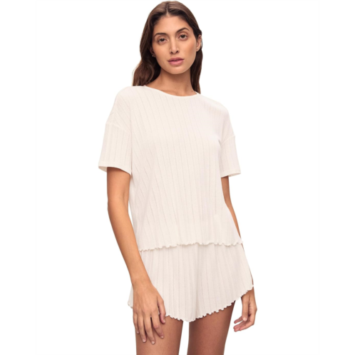 Womens Eberjey Pointelle Short Sleeve Tee