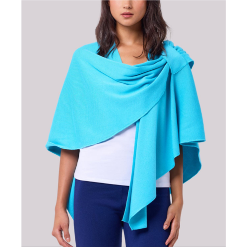 Angel Apparel womens pull thru shawl in turquoise
