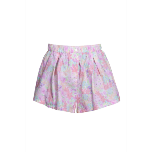 For Love & Lemons kennedy floral-print cotton-poplin shorts in pink multi
