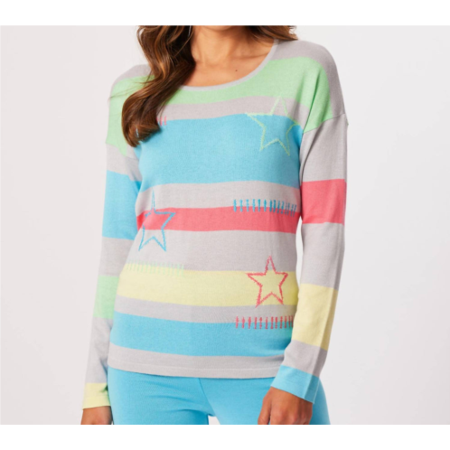 French kyss star scoop neck top in slate/multi