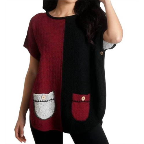 French kyss reversible poncho in winecombo