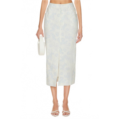 For Love & Lemons chantal denim midi skirt in blue