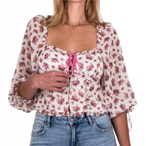 For Love & Lemons patchwork etienne top in pink