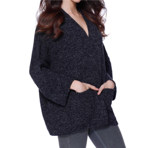 French kyss camille short open cardigan w/ pockets in gray multi