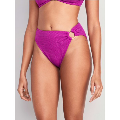 OldNavy Mid-Rise O-Ring Crochet-Knit French-Cut Bikini Swim Bottoms