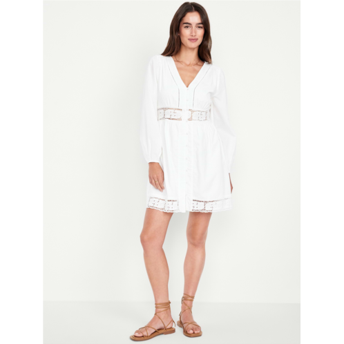 OldNavy Waist-Defined Cutwork Mini Dress