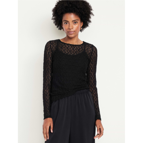 OldNavy Long-Sleeve Lace Crew-Neck Top