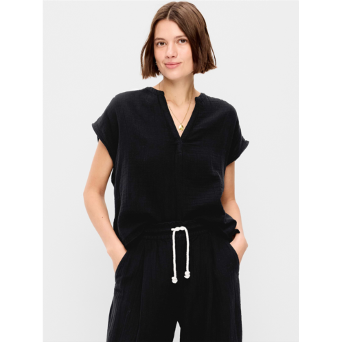 OldNavy Short-Sleeve Crinkle Gauze Popover Top