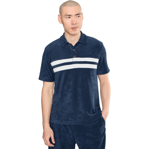 Mens Faherty Cabana Towel Terry Surf Stripe Polo