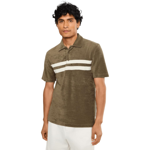 Mens Faherty Cabana Towel Terry Surf Stripe Polo