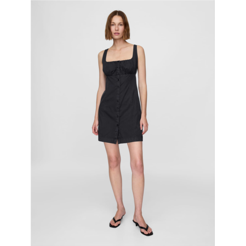 Gap Shirred Button-Front Dress