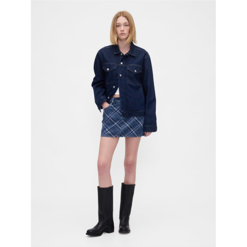 Gap Plaid Denim Mini Skirt