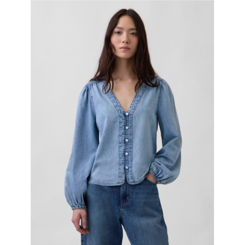 Gap Denim Puff-Sleeve Top