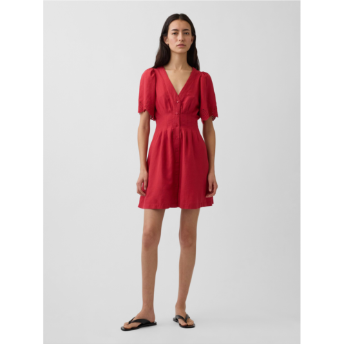 Gap Linen-Blend Cinched Mini Shirtdress