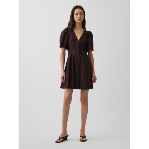Gap Linen-Blend Cinched Mini Shirtdress