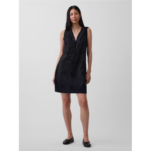 Gap Linen-Blend Embroidered Mini Shift Dress