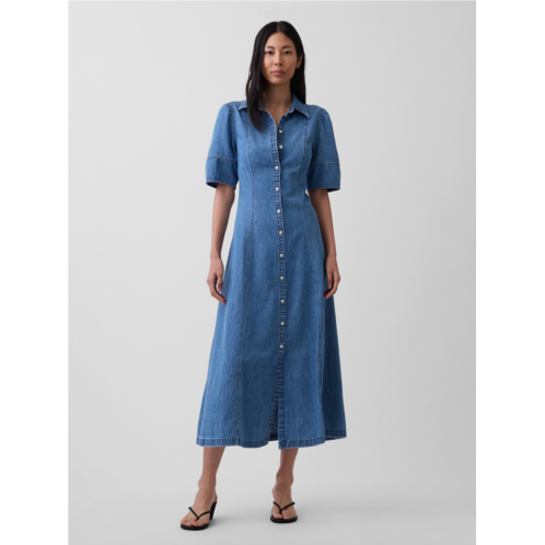 Gap Denim Barrel-Sleeve Midi Shirtdress