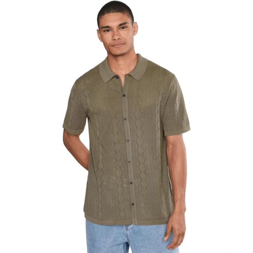 Mens John Varvatos Emil Short Sleeve Pointelle Sweater Shirt Y2701f26