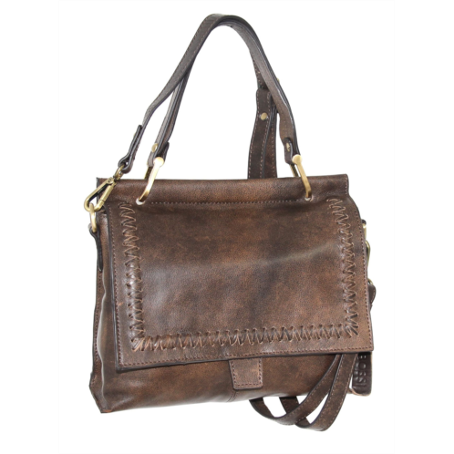 Nino Bossi aviator leather satchel w/ strap in brown
