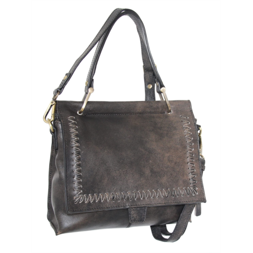 Nino Bossi aviator leather satchel w/ strap in black