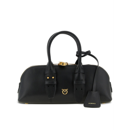 PINKO black bowling bag horizontal leather handbag