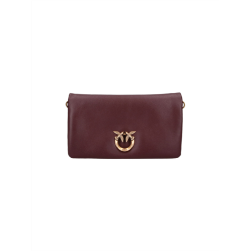 PINKO burgundy love click calf leather bag