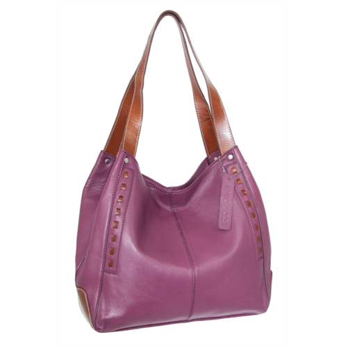 Nino Bossi whipstitch leather satchel in viola