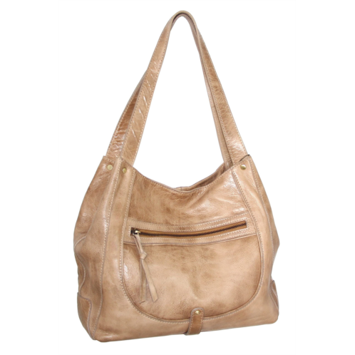 Nino Bossi vintage leather organizer satchel in beige