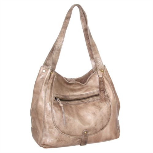 Nino Bossi vintage leather organizer satchel in taupe