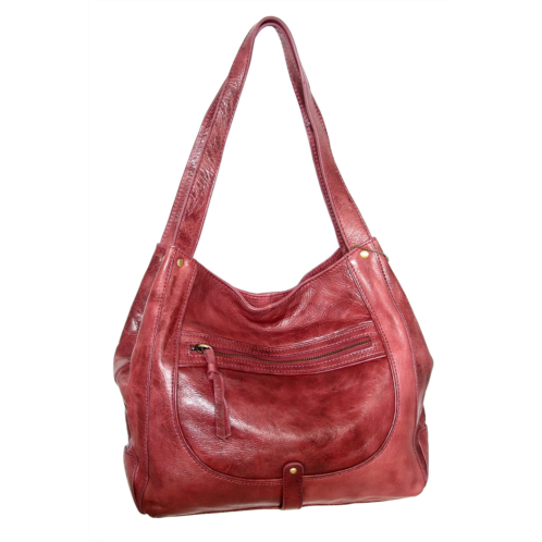 Nino Bossi vintage leather organizer satchel in red