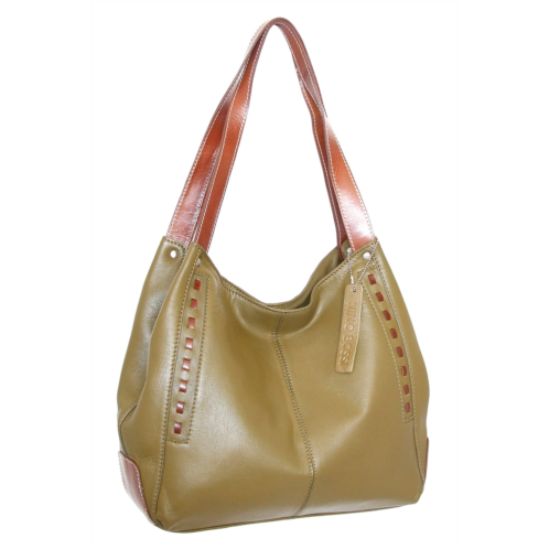 Nino Bossi whipstitch leather satchel in green