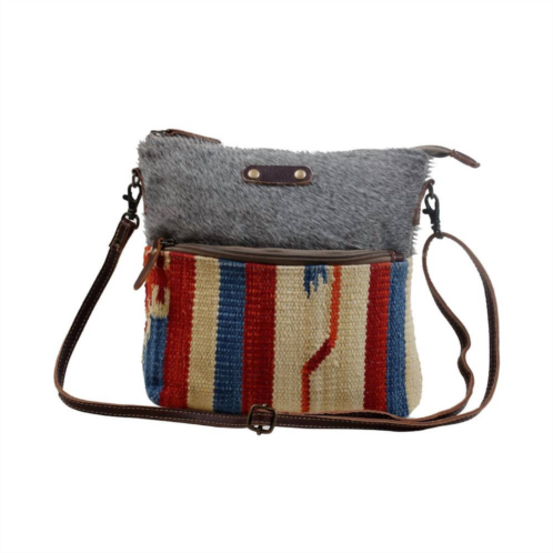 Myra Bags womens sweet orange crossbody bag in grey cowhide