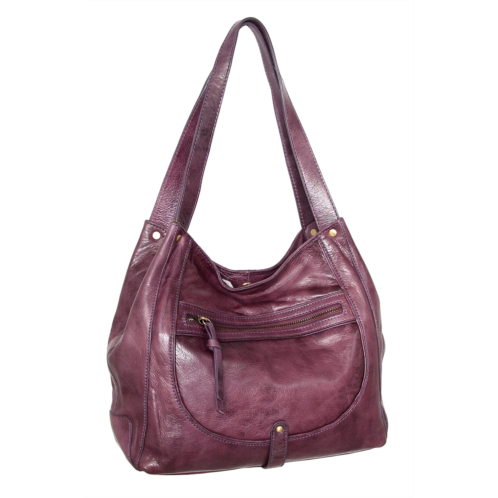 Nino Bossi vintage leather organizer satchel in viola