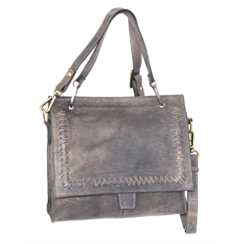Nino Bossi aviator leather satchel w/ strap in grey