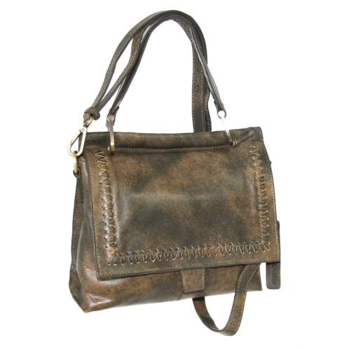 Nino Bossi aviator leather satchel w/ strap in green