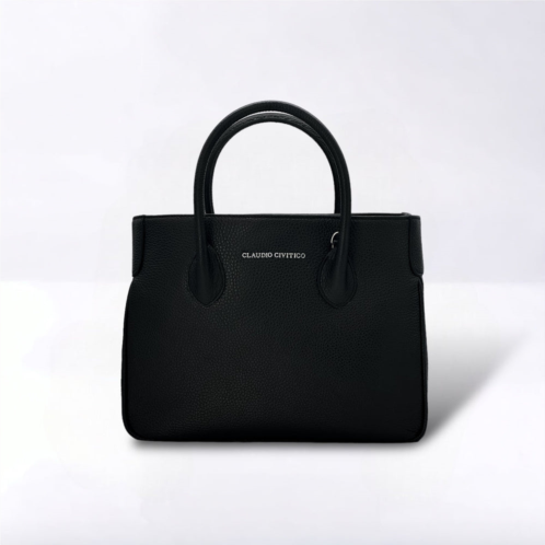 CLAUDIO CIVITICO black satchel purse with silver hardware