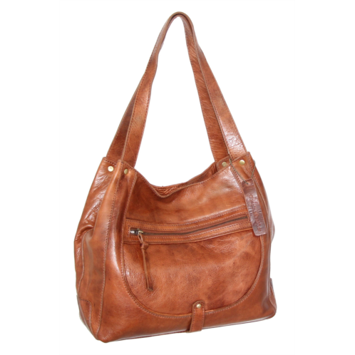 Nino Bossi vintage leather organizer satchel in cognac
