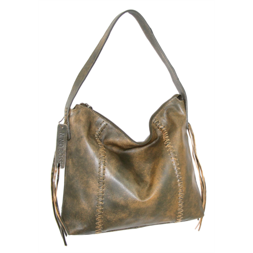 Nino Bossi aviator leather shoulder bag in green