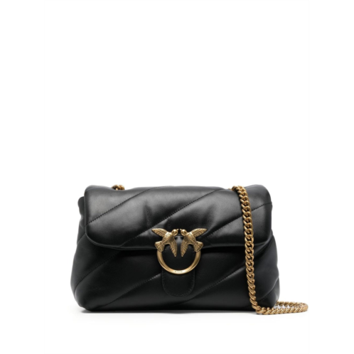 PINKO love puff diagonal quilted leather satchel