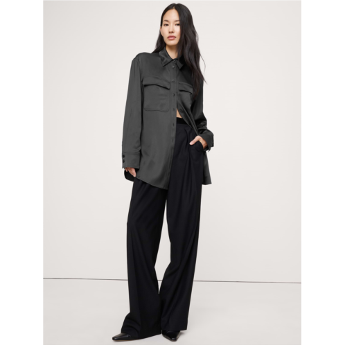Bananarepublic Stretch-Satin Utility Shirt