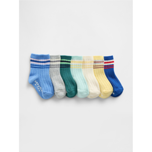 Gap Toddler Stripe Quarter Crew Socks (7-Pack)