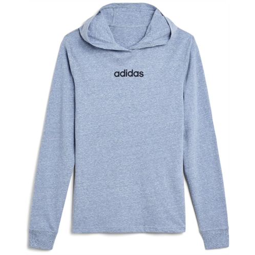 Boys adidas Kids Long Sleeve Hooded Snow Heather Tee (Big Kid)
