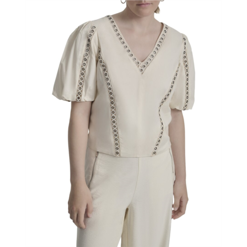 DKNY v-neck bubble sleeve top