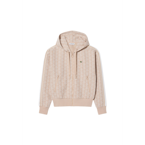 LACOSTE beige monogram jacquard hoodie