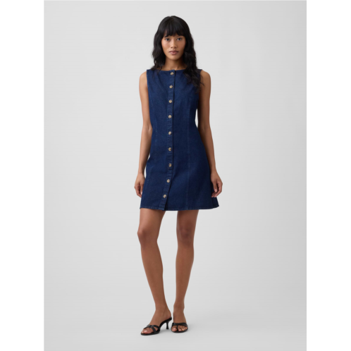 Gap Boatneck Button-Front Mini Dress