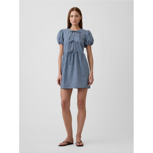 Gap Puff Sleeve Tie-Front Mini Dress