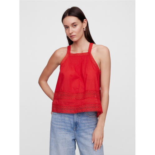 Gap Relaxed Lace-Trim High-Neck Top